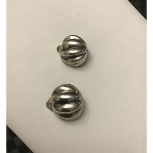 Vintage Mexico Silver Pumpkin Clip Back Earrings